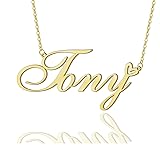 AOLO Tony Heart Name Necklace 18k Gold Plated