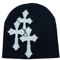 Y2K Knitted Beanies Hat Cross Graphics Men Women Jacquard Hat Punk
