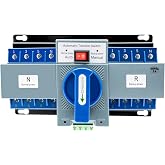 Namiose Dual Power Automatic Transfer Switch 63A 2P/4P 110V Generator Changeover Switch Tool Electronic Power Circuit Breaker Controller 50HZ/60HZ (4P/63A Blue)