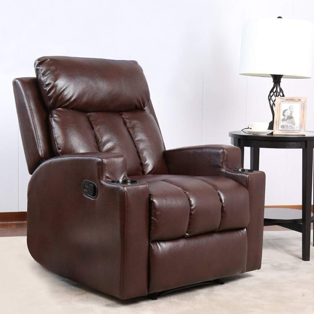 Furny Homelegance 1 Seater Leatherette Recliner (Brown) Manual Recliner