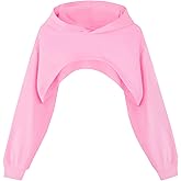 Ecolala Girls Super Cropped Hoodie Drop Shoulder Pullover Long Sleeve Crop Top