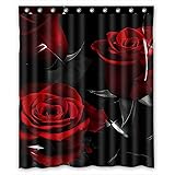KXMDXA Glam Fire Red Rose And Black Leaves