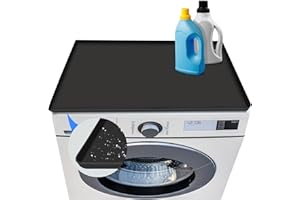 Uovviney Washer and Dryer Top Protector - 25.6" x 23.6" Silicone Washer and Dryer Covers for The Top, Anti Slip Washing Machine Cover, Laundry Guards for Washer and Dryer(Black-1pc)