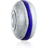 Bling Jewelry Murano Glass .925 Sterling Silver Core Jewel Tones Foil Metallic Spacer Charm Bead Fits European Bracelet For Women Teen