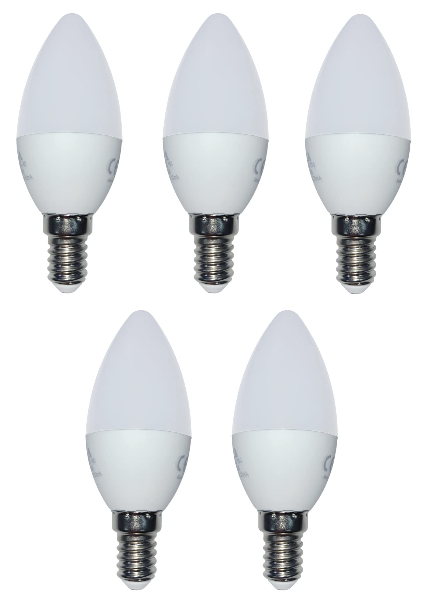 Set of 5 LED Candle E14 4 Watt 320 Lumen Warm White 3000 K LED Light Bulb Energy Saving High Quality Light Ideal for Living Rooms