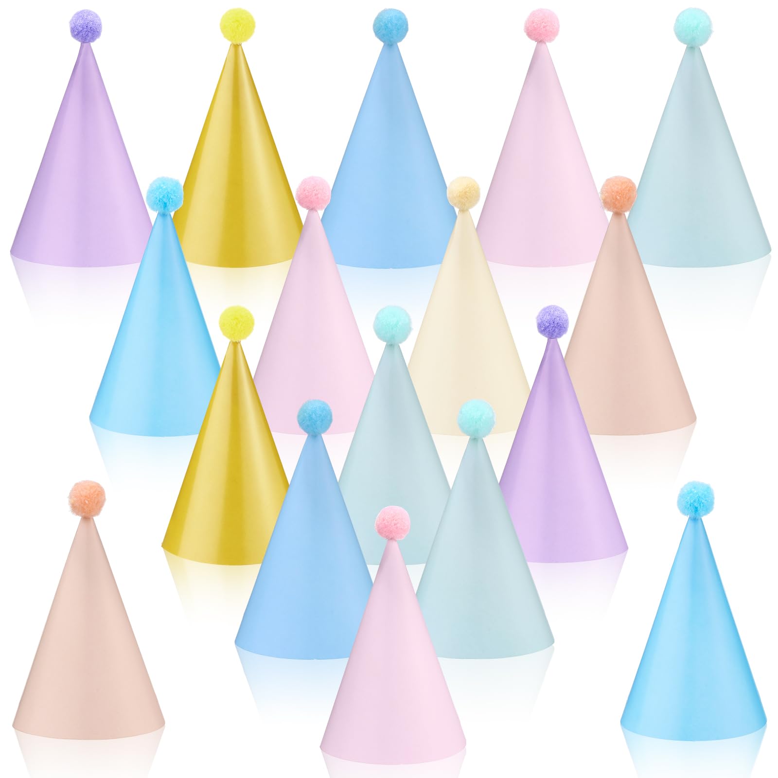 YXSJAS 32Pcs Mini Pastel Birthday Party Hats for Kids Ma-caron Colors Cone Kids Hats Pastel Rainbow Themed Paper Hats Rainbow Party Hats for Birthday, Baby Shower, Anniversary, Housewarming Party