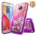 Moto E4 Case with [Tempered Glass Screen Protector], NageBee Glitter Quicksand Liquid Floating Flowing Sparkle Shiny Bling Diamond Luxury Cute Case For Motorola Moto E (4th Generation) -Pink/Purple