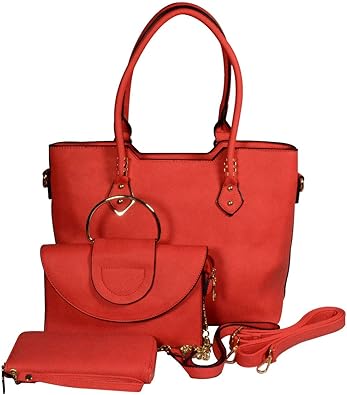 red leather tote bag