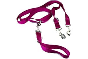 2 HOUNDS DESIGN 2 Hounds Freedom Multipurpose 1 Inch Euro Pet Leash 4 to 8 Foot or Double Dogs with Detachable Handle Raspberry