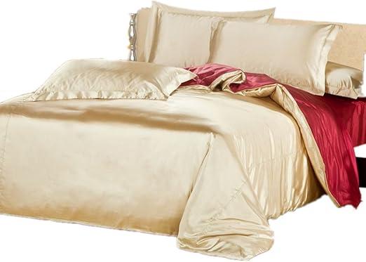 Amazon シルク布団カバー 掛布団カバー 上質天然シルク素材 ４点セット シルク布団カバー １枚 シルクシーツ １枚 シルク枕カバー ２枚 シングル ベージェ ワインレッド シングル 寝具カバーセット オンライン通販