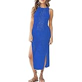 Bsubseach Womens Swimsuit Crochet Cover Up Sleeveless Bikini Swimwear Bathing Suit Beach Dress