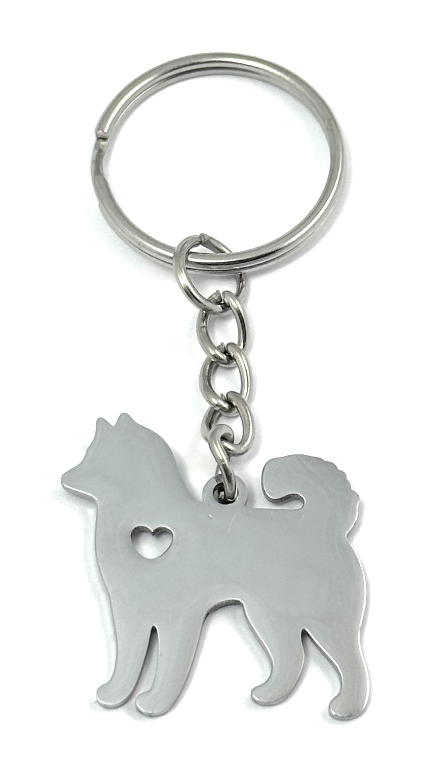 FizzyButton Gifts Husky Puppy Dog Keyring Key Ring with Stainless Steel Silhouette Charm and Turquoise Gift Box