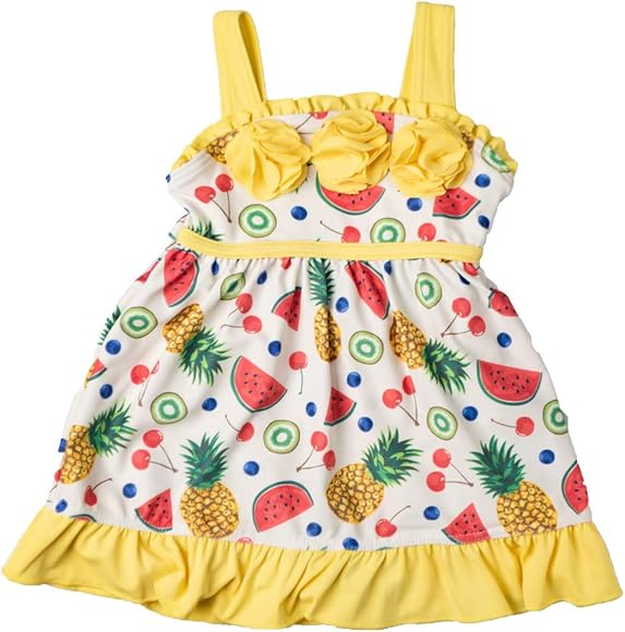 Amazon Teddy 水着 キッズ 女の子 ワンピース オールインワン 子供 女児 小学生用 Kids342 B B フルーツ柄 イエロー Xs 90cm 水着 通販