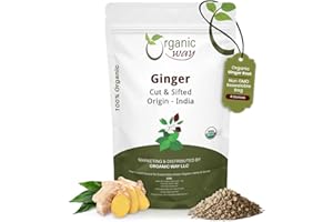 Organic Way Premium Dried Ginger Root Cut & Sifted (Zingiber officinale) - Organic & Kosher Certified | Raw, Vegan, Non GMO & Gluten Free | USDA Certified | Origin - India (1/4 LBS)