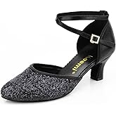 Keemi Women's Ballroom Dance Shoes 1920s Shoes for Women, Sequin Dance Shoes for Latin Salsa Tango