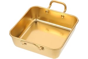 Toyvian Square Stainless Steel Baking Pan with Dual Handles 15cm Gold Tiramisu Cake Tray for Household DIY