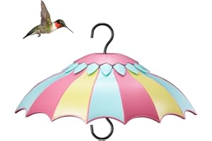 BESERIE Bird Feeder Cover,Hanging Baffle for Bird Feeder Pole with 3 Steel Hooks Dome Weather Guard Bright Colors Attract Hummingbird 14inch(Tricolor)