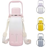 BJPKPK Insulated 40oz Thermal Water Bottle with Lid and Carry Handle Dishwasher Safe Stainless Steel Water Bottles,Pink Pearl
