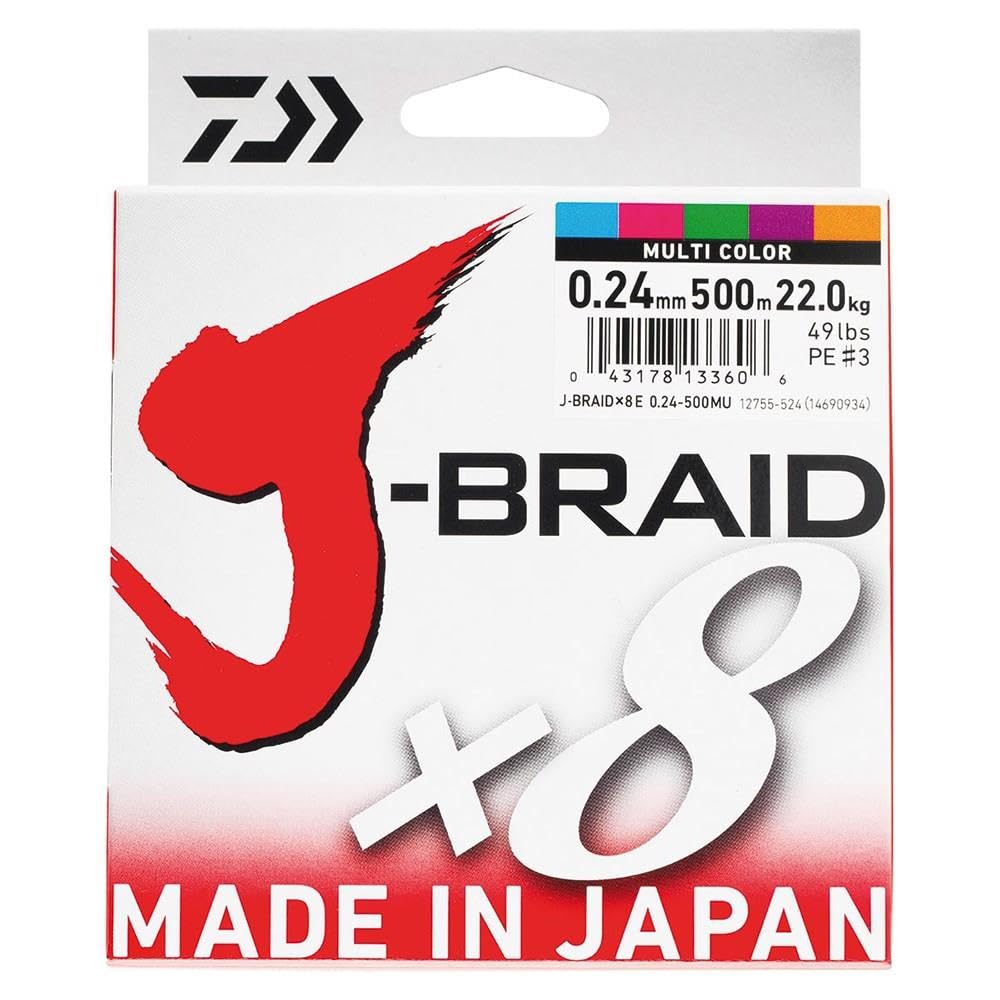 Daiwa J-Braidx8 40Lb .24Mm-500M Multi Coloured