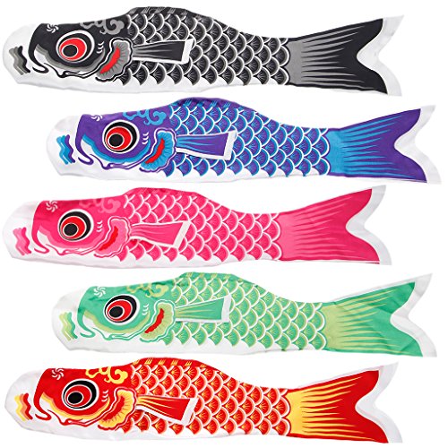 BKID 55cm Koi Fish Windsock Fish Flags Koinobori Flag Hanging Decor (Green)