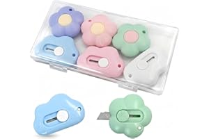 6 Pack Mini Box Cutter, Cute Letter Opener, Small Utility Knives, Retractable Paper Cutter Slice Safety, Package Mail Opener 