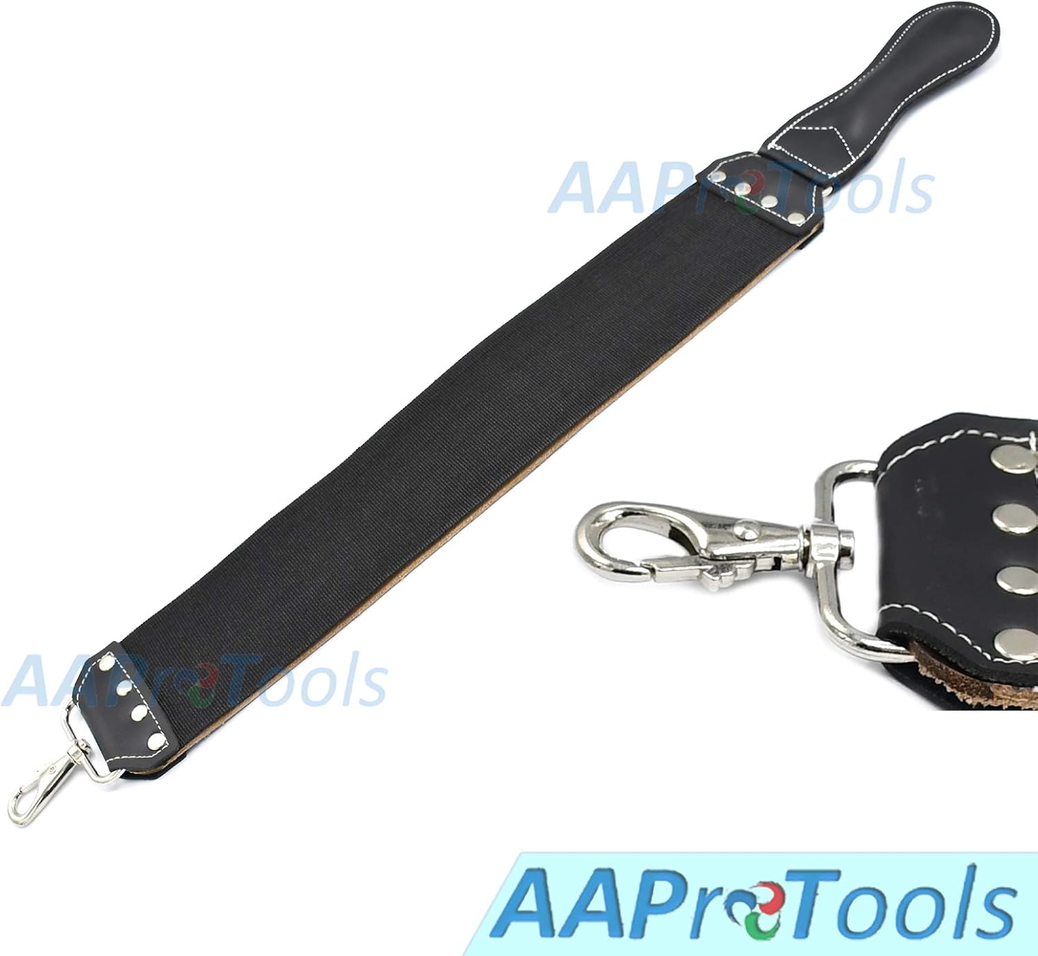 AAProTools Leather Strop 3" X 20" Barber's Razor Strop Cow Hide, Dual Straps with