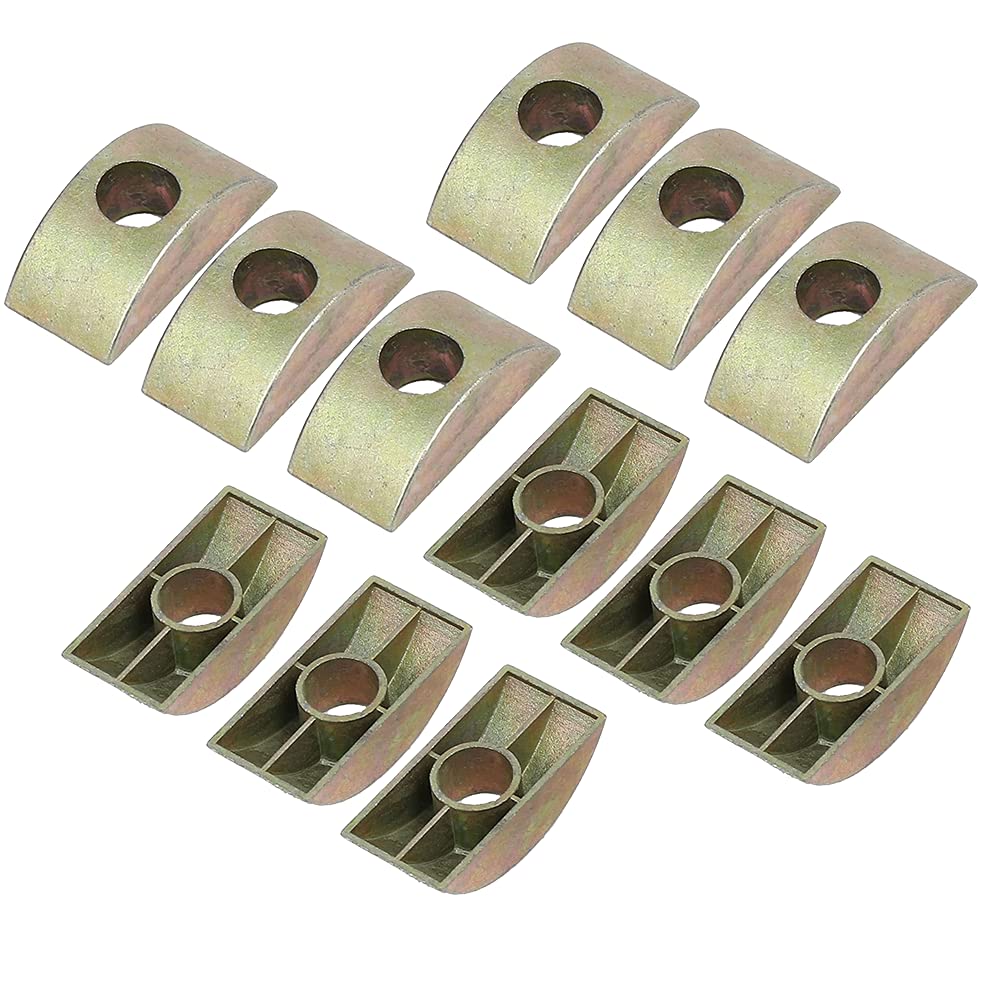 Ericotry 12 PCS Metal Half Moon Nut Bed Washer Furniture Connector Nuts Spacer Washers Bronze Tone for Connect Furnitures Replacement 8mm Hole Dia, 2.85