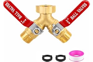 Garden Hose Splitter 2 Way, Heavy Duty Brass Water Hose Splitter with Stainless Steel Long Handle, 3/4" GHT Thread Garden Hos