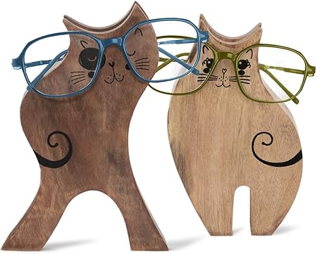 Storeindya Porte Lunettes En Bois Porte Lunettes Ensemble De 2 Presentoirs Pour Le Couple Les Enfants Lui Son Cadeau De Noel Pour Thanksgiving Couples Cat Collection Amazon Fr Fournitures De Bureau
