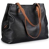S-ZONE Women Soft Genuine Leather Handbag Large Capacity Shoulder Hobo Bag Fit for 13'' Laptop