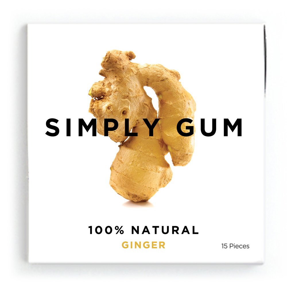 Simply Gum Ginger Natural Chewing Gum Non GMO, Vegan, 6 Packs (90