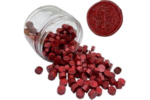 MINGYUESKY 200pcs Burgundy Wax Seal Beads Octagon Sealing Beads Wine Red for Wedding Invitations Wax Seal Stamp Xmas Gift Wrapping Card Envelope Seal