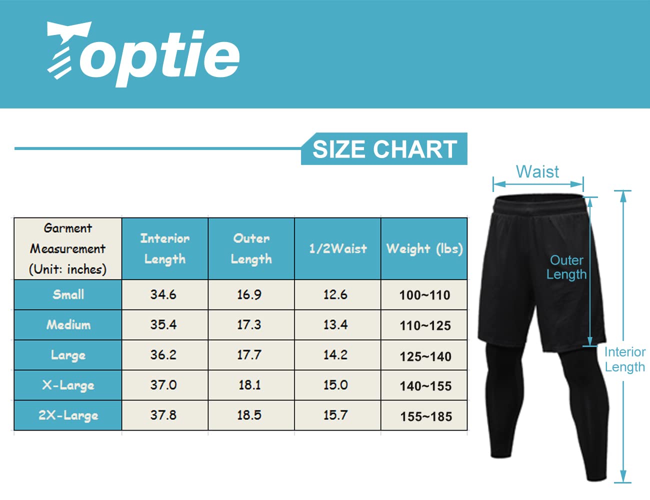 TopTie Men's 2 in 1 Running Pants, Basketball