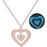EEQQBZ Glow in The Dark Silver Heart shape necklace,Fantasy Glowing Jewelry Charm