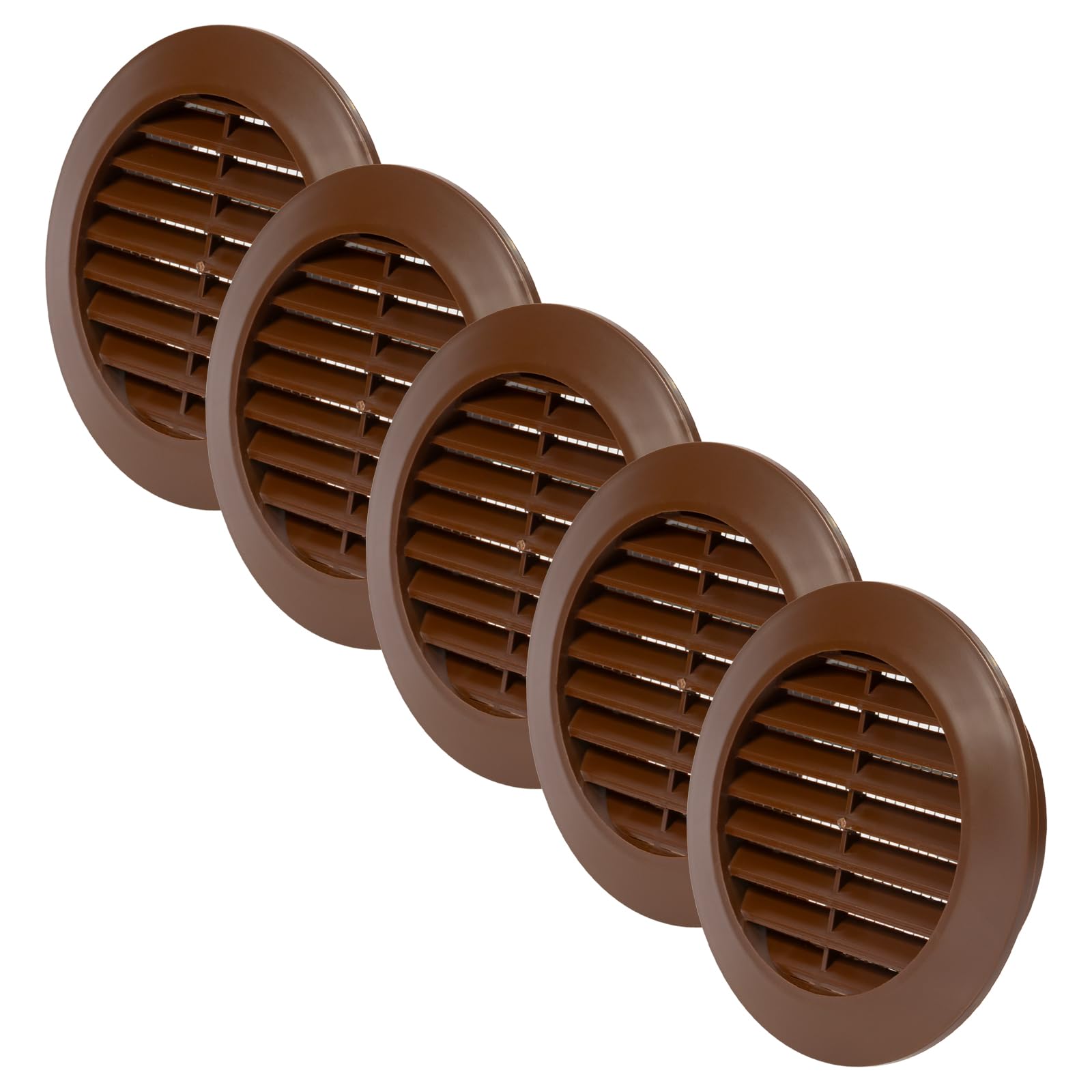 Vent Systems 70 mm / 2.75" Inch - Pack of 5 Brown Door Air Register - Ventilation Grille - Indoor Vent Grates - Bathroom, Cabinet, Garage Through The Door Vent Cover