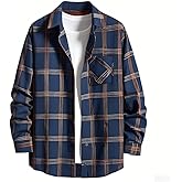 NUOREEL Men's Regular Fit Long Sleeve Plaid Flannel Shirt, Button Down Shirts Casual Shirts
