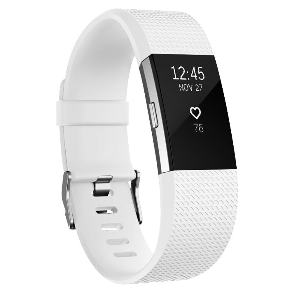 Demark For Fitbit Charge 2 straps for Women, Replacement strap for Fitbit charge 2 strap, Adjustable Sport Wristbands, Small/Large (Small(5.5"-6.7"), White)