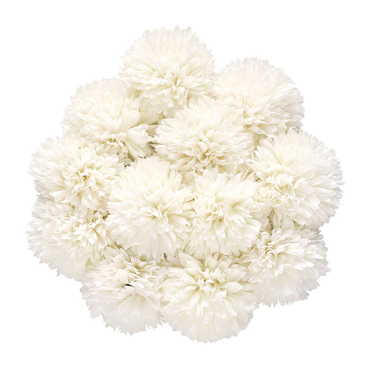 Tifuly Artificial Hydrangea Flowers, 12 Pcs Silk Chrysanthemum Small Ball Flowers for Home Garden Party Office Decoration Bridal Wedding Bouquets Floral Arrangement(White)