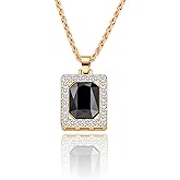 IRCOMULTI Black Onyx Necklace for Women Crystal Gemstone Pendant Necklaces Gold Plated Squrae Onyx Stone Black Square Necklaces Jewelry Gift for Women