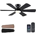 46 inch Ceiling Fans with Lights, Black Ceiling Fan with Remote APP, Dual-Sided Modern/Rustic 6 Blades, Reversible, 3CCT, Flush Mount Low Profile Ceiling Fan with Lights Bedroom Kitchen Indoor