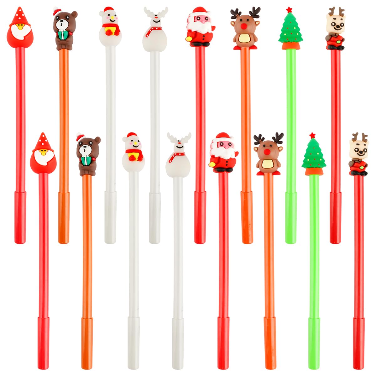 Thyonta Christmas Smooth Ballpoint Pen Cartoon Style Santa Snowman Reindeer Designs Black Ink Lightweight and Soft Writing and Gift for Christmas Celebrations