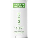 Native Whole Body Deodorant Stick Contains Naturally Derived Ingredients, Deodorant for Men and Women | 72 Hour Odor Protection, Aluminum Free with Coconut Oil and Shea Butter | Cucumber & Mint