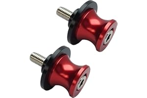 JCSUMRID 2pcs M8 X1.5 Motorcycle Swing Arm Spools Sliders CNC 8mm Swingarm Stand Screw Replacement for Honda Suzuki BMW Kawasaki（Red)