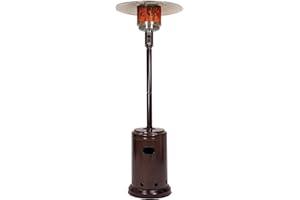 Amazon Basics 46,000 BTU Outdoor Propane Patio Heater with Wheels, Commercial & Residential, Havana Bronze, with Water Tank, 32.1 x 32.1 x 91.3 inches (LxWxH)