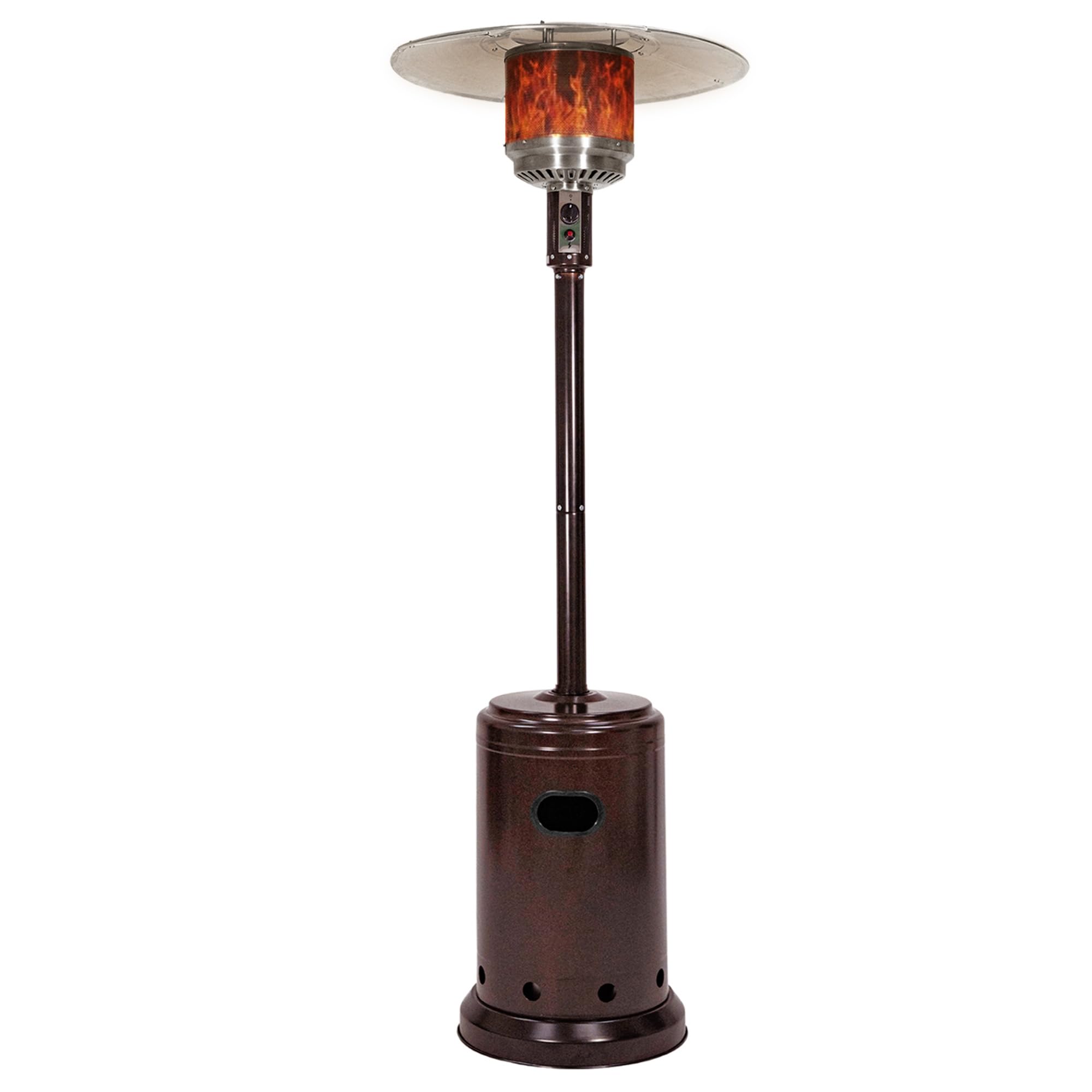 Photo 1 of **** MISSING PARTS FINAL SALE****Amazon Basics 46,000 BTU Outdoor Propane Patio Heater with Wheels, Commercial & Residential, Havana Bronze, with Water Tank, 32.1 x 32.1 x 91.3 inches (LxWxH)