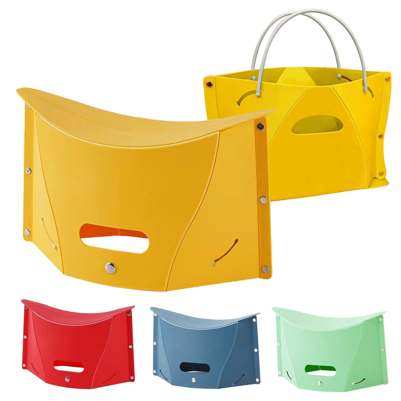 OLSON DEEPAK Folding Step Stool,Plastic Lightweight Collapsible Stools,Folding Carry Bags,Kids Folding Stools,Small Foldable Stool for Teenagers,Outdoor Stool,Camping Stool,Garden Stool (1, yellow)