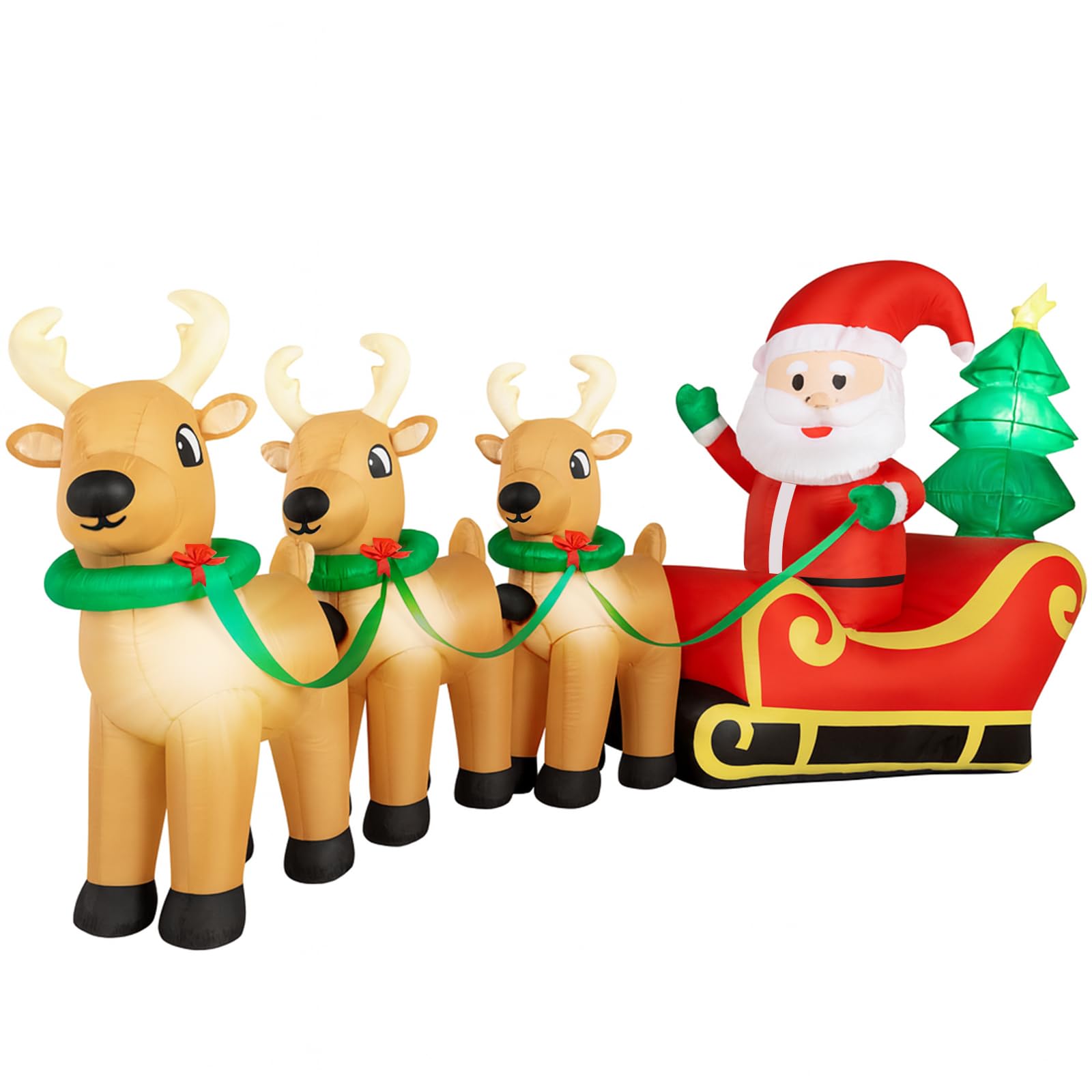 12FT Christmas Inflatables – Santa and Reindeer Yard Decorations, Large Inflatable Holiday Outdoor Display, Perfect for Christmas Parties and Lawn Décor