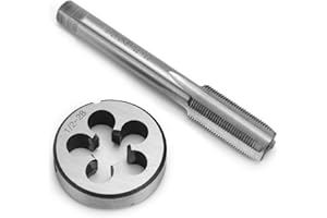 QWORK 1/2" - 28 Tap and Die Set, with Round Die 22LR 223 5.56 9mm, High Speed Steel Right Hand Thread Tap Tool