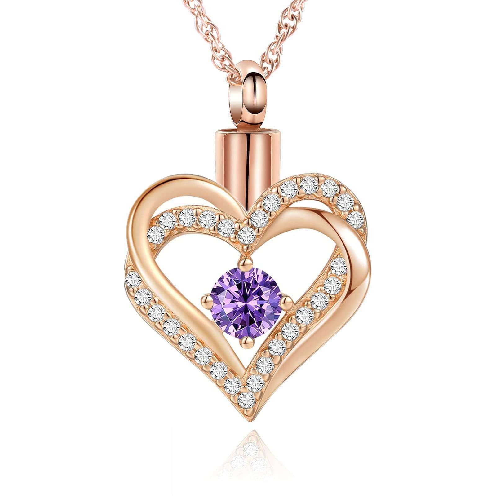 Minicremation Cremation Urn Necklace for Ashes Cremation Jewelry Heart Urn Necklace for Women Girls Birthstone Memorial Jewelry Pendant for Ashes for Human Pet