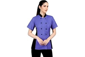 UNIFORMATES Short Sleeves side Mesh Vented Chef Coat Jacket Uniform for Women Food Service, Caterers, Bakers and Culinary Professional